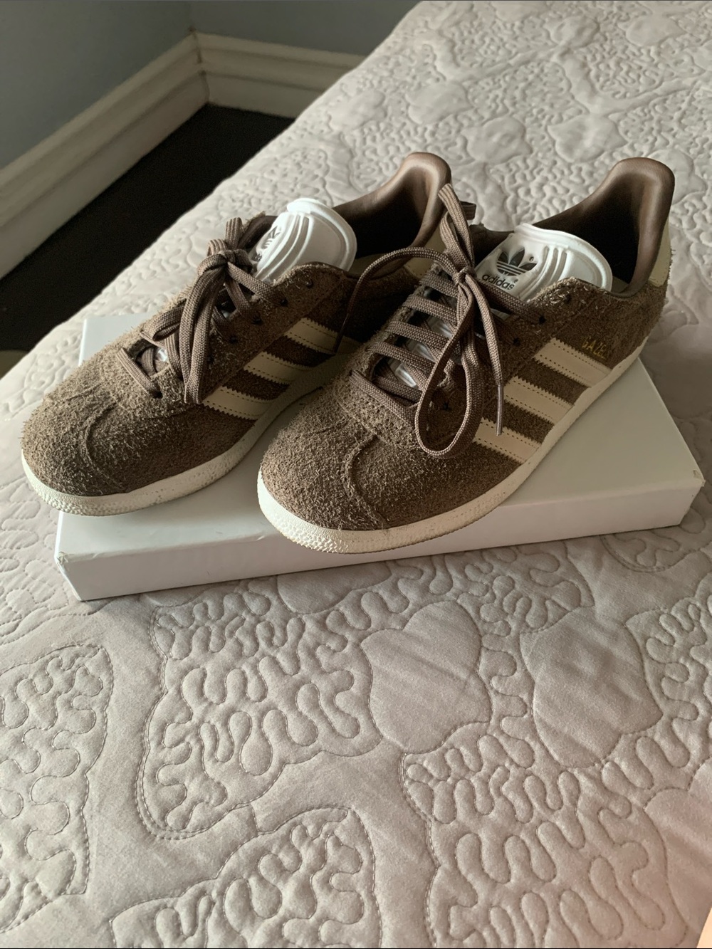 adidas Brown Suede Sneakers with Cream Stripes